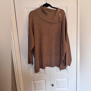 Cowl Neck Oversized Sweater with Side Buttons size L/XL